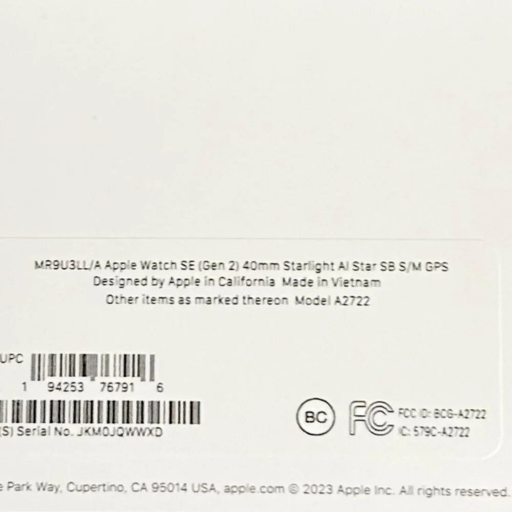 Apple Watch SE Gen 2 40mm AI Star SM SB S/M GPS - Picture 3 of 3